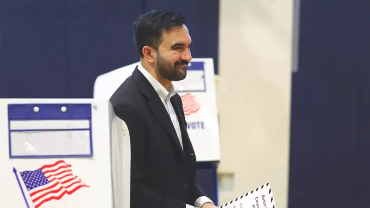 Democratic candidate Zohran Mamdani votes